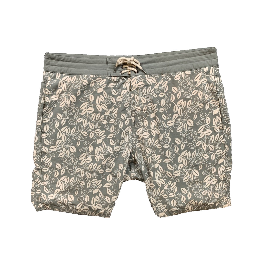 Faherty Board Shorts Mens 34 Herb Ivory Classic Avellanas Linerless‎ Beach Surf